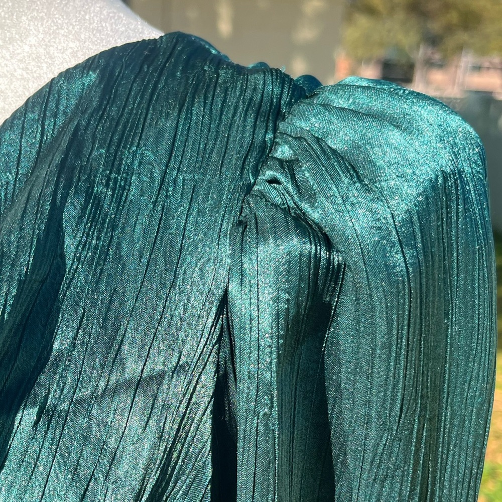 Anthropologie RAHI evening satin dress. Cowl neckline, long sleeves. Green. M - Picture 10 of 14